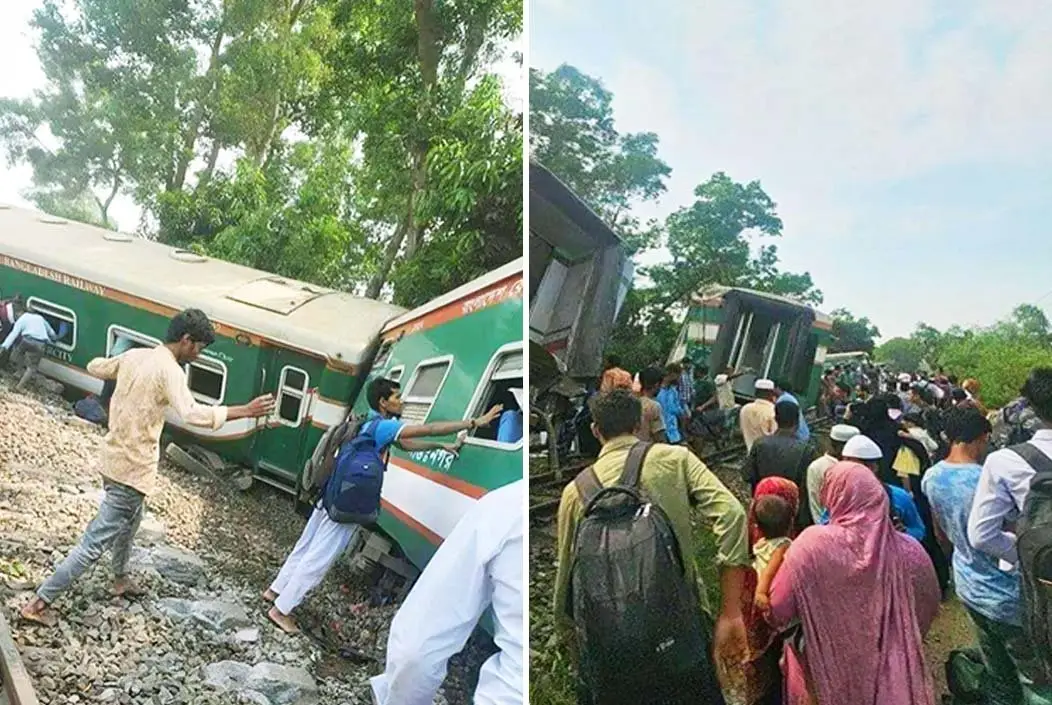কুমিল্লার নাঙ্গলকোটে বিজয় এক্সপ্রেস ট্রেনের ৯টি বগি লাই...