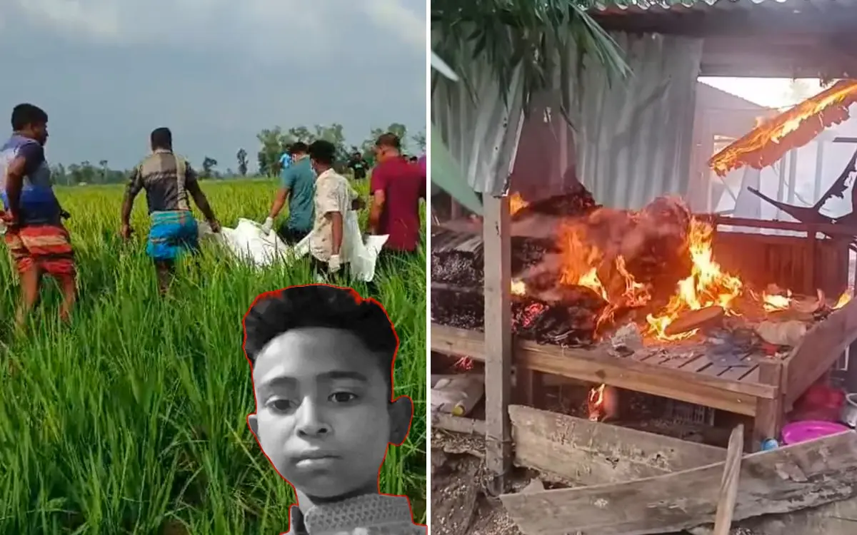 শেরপুরে অপহৃত শিশুর লাশ উদ্ধার, ঘাতকের বাড়িতে অগ্নিসংযোগ অন্বেষণ Onnetion