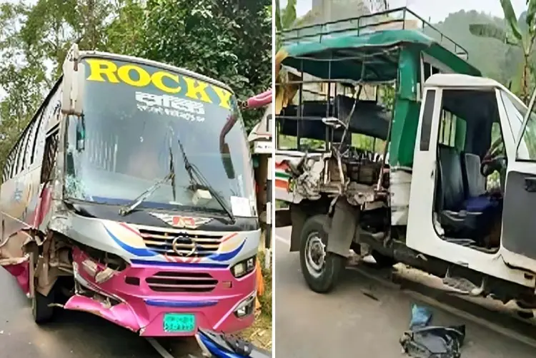 খাগড়াছড়ির মাটিরাঙ্গায় পর্যটকবাহী বাস ও পিকআপের সংঘর্ষে নিহত ২, আহত ২০