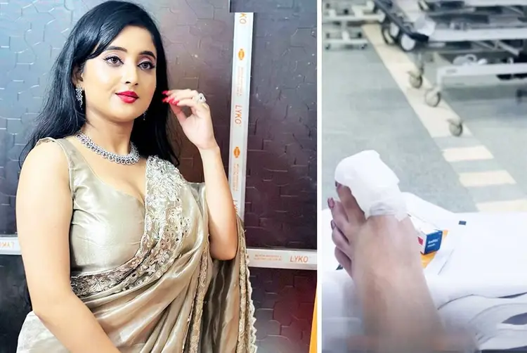 শুটিংয়ের সময় পা পিছলে পড়ে আহত হয়েছেন অভিনেত্রী সৌমিতৃষা