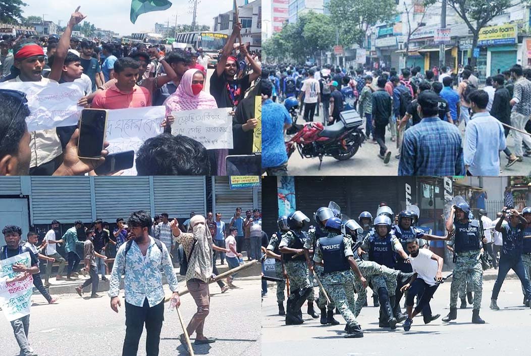 আজিজুল হক কলেজ ও সাতমাথায় পুলিশ-শিক্ষার্থীদের ব্যাপক সংঘর্ষ