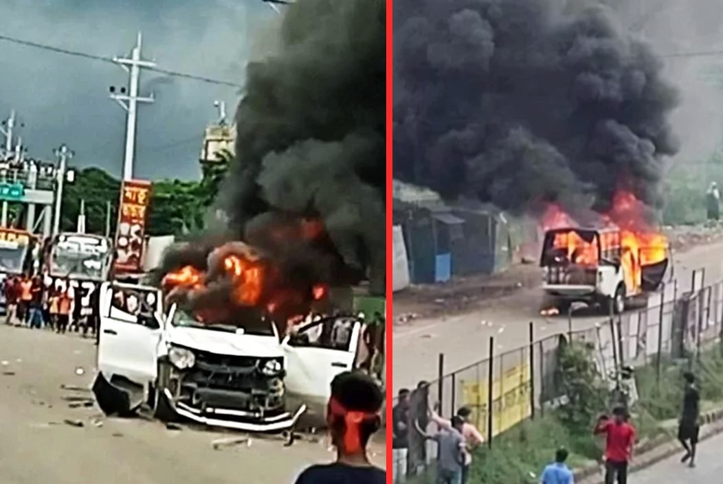 ছাত্র-জনতার আন্দোলনে এসিল্যান্ডের গাড়ি ভাঙচুর-অগ্নিসংযোগ