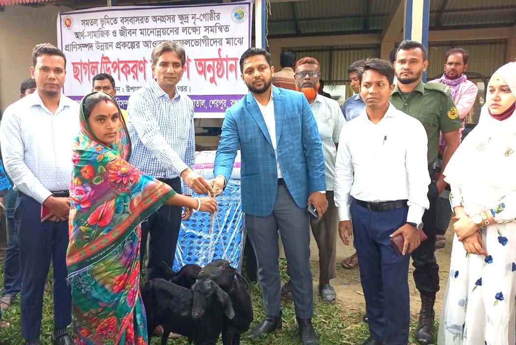 শেরপুরে ছাগল পেল ১০০ ক্ষুদ্র নৃগোষ্ঠীর পরিবার