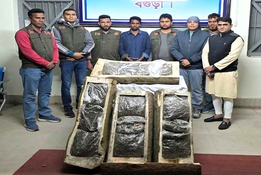 বগুড়ায় গাছের গুড়ির ভেতরে লুকানো ৩৬ কেজি গাঁজা উদ্ধার
