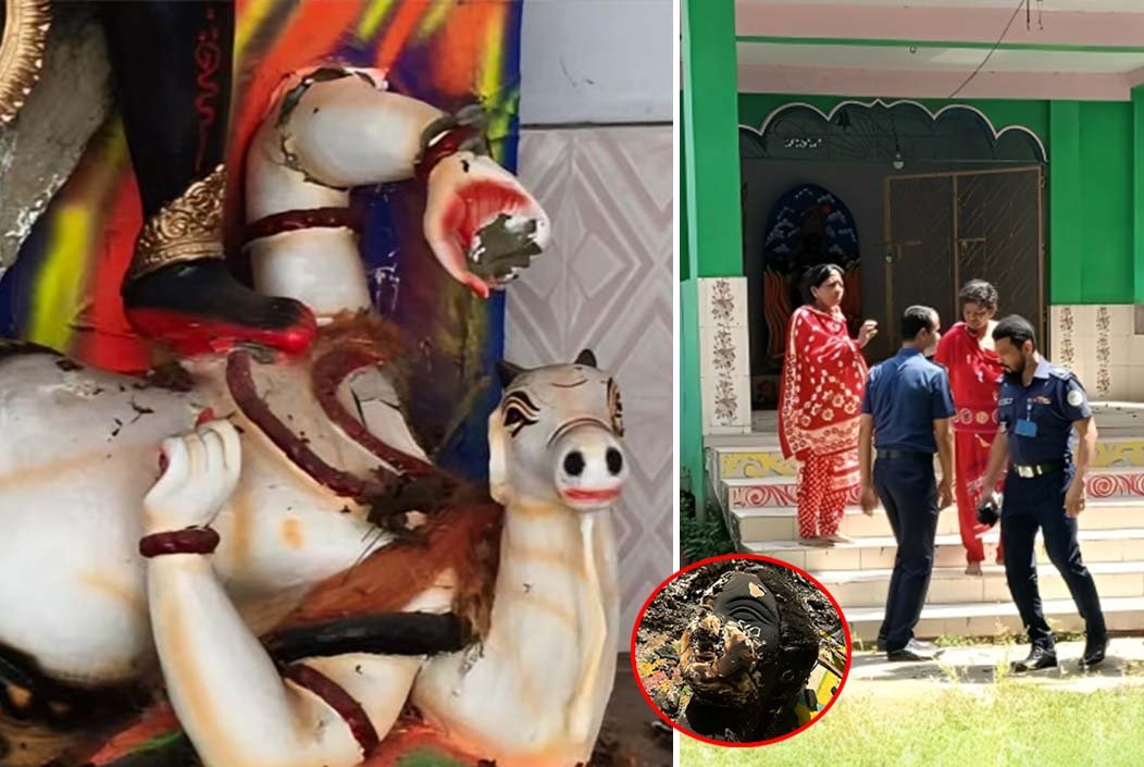 পিরোজপুর পৌর শ্মশানের কালীমন্দিরে ভাঙচুর, প্রতিমায় অগ্নিসংযোগ