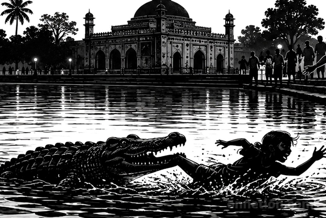 বাগেরহাটে মাজারের দিঘিতে শিশুকে টেনে নিল কুমির
