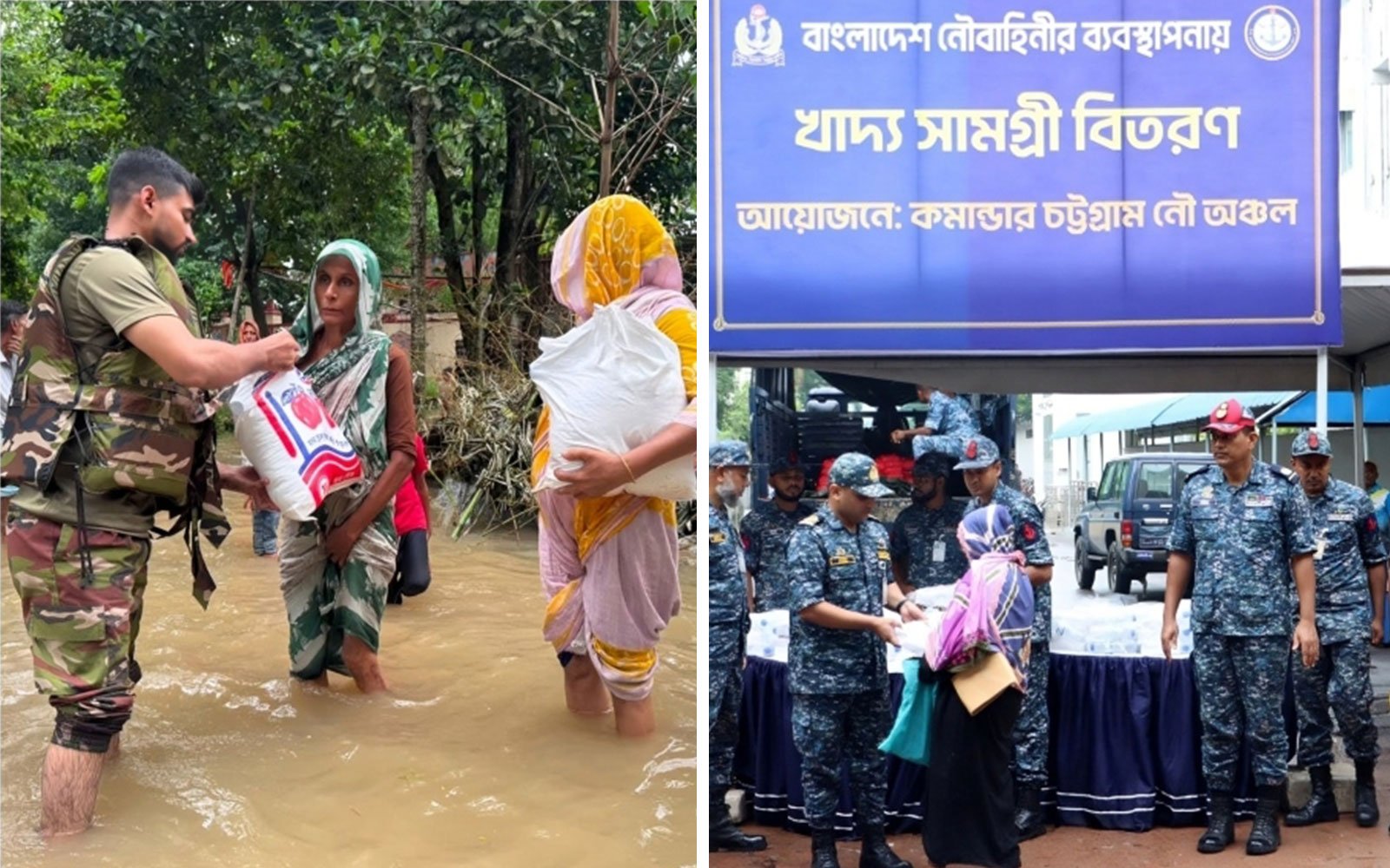 বন্যার্তদের পাশে সেনা-নৌবাহিনী, পৌঁছে দিচ্ছে ত্রাণ ও চিকিৎসা সহায়তা