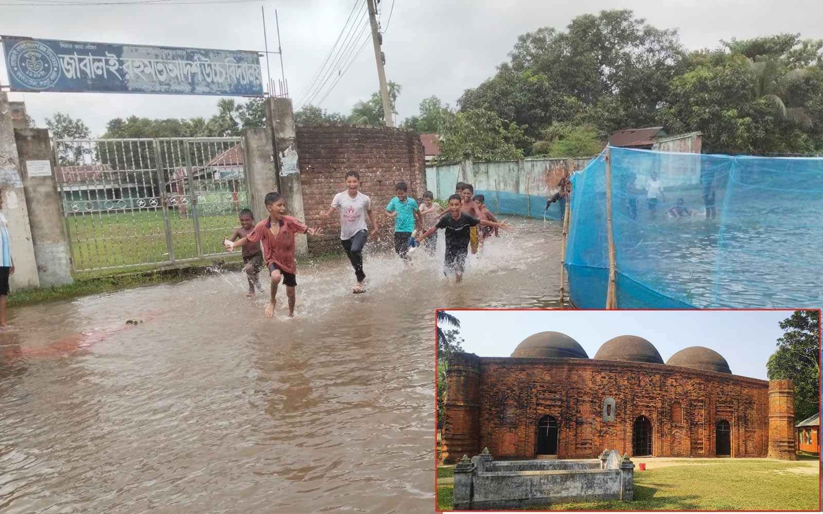 শেরপুরে খেরুয়া মসজিদের সড়কে জলাবদ্ধতায় চরম দুর্ভোগে পাঁচ শতাধিক পরিবার