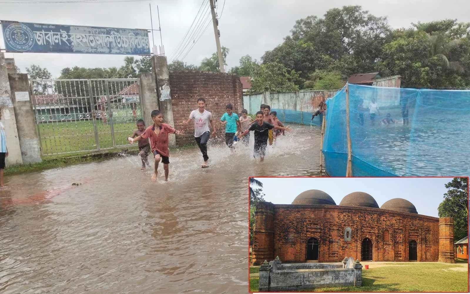 শেরপুরে খেরুয়া মসজিদের সড়কে জলাবদ্ধতায় চরম দুর্ভোগে পাঁচ শতাধিক পরিবার