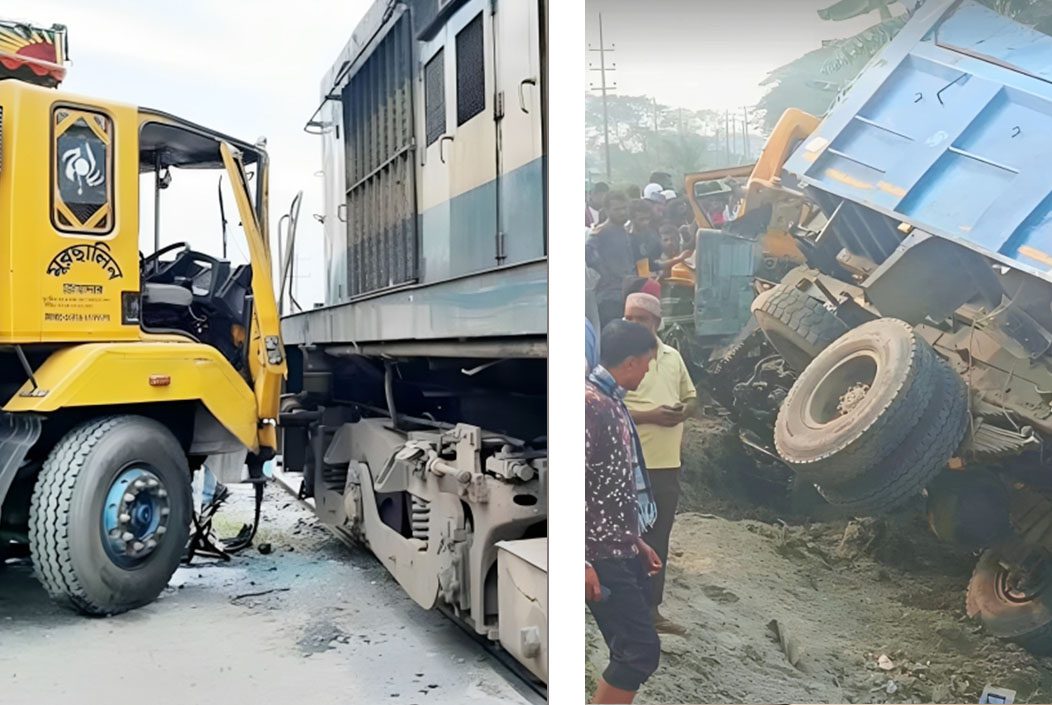 ময়মনসিংহে ট্রাকে ট্রেনের ধাক্কায় নিহত ৪