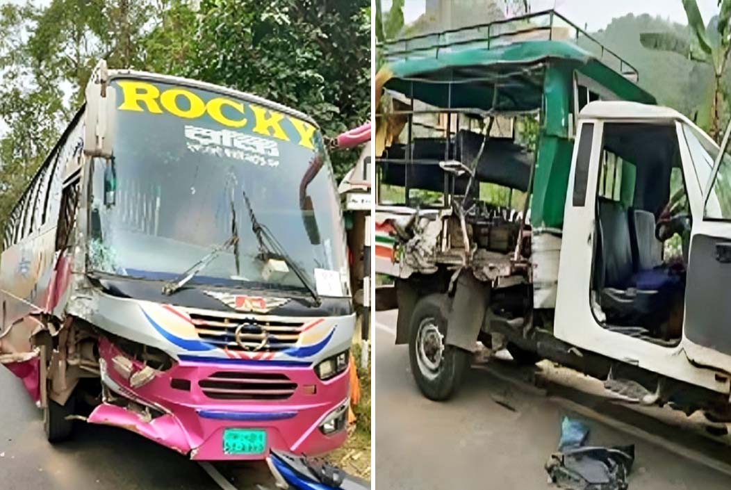 খাগড়াছড়ির মাটিরাঙ্গায় পর্যটকবাহী বাস ও পিকআপ সংঘর্ষে নিহত ২, আহত ২০