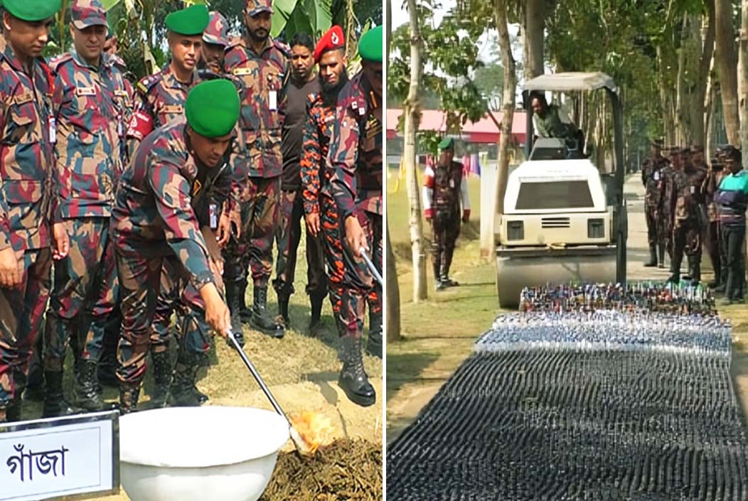 চুয়াডাঙ্গায় বিপুল পরিমাণ মাদকদ্রব্য ধ্বংস করল বিজিবি