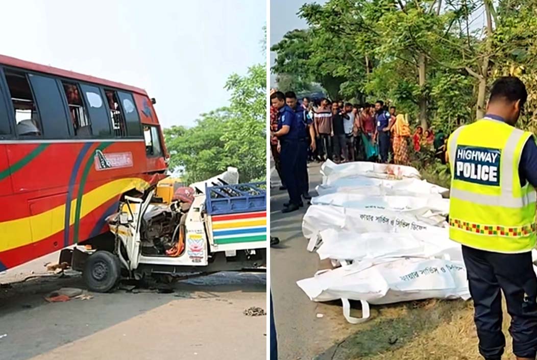 ফরিদপুর সদরে বাস-পিকআপ ভ্যানের মুখোমুখি সংঘর্ষ, নিহত ১৩