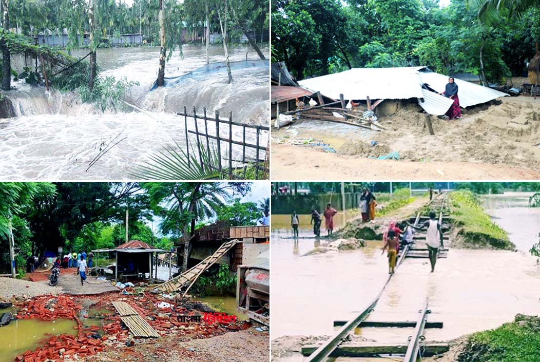 নামছে বন্যার পানি, ভেসে উঠছে ক্ষয়ক্ষতির চিত্র