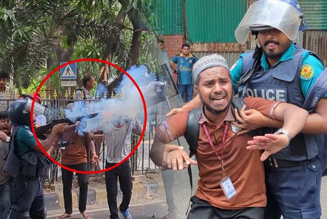 পুলিশের লাঠিচার্জ-টিয়ারগ্যাসে জবি শিক্ষার্থীদৈর ‘লংমার্চ টু যমুনা’ ছত্রভঙ্গ