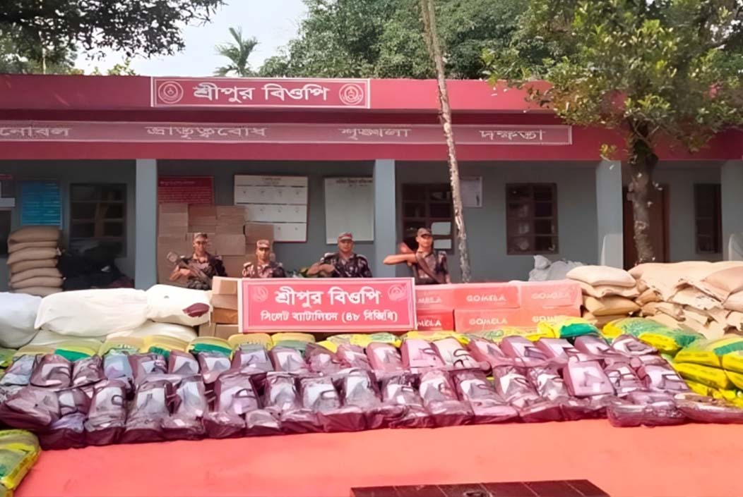 সিলেট সীমান্তে যৌথ অভিযানে আড়াই কোটি টাকার ভারতীয় পণ্য জব্দ