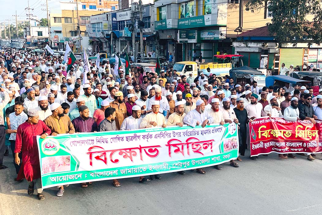 গোপালগঞ্জে এনসিপির ওপর হামলায় শেরপুরে প্রতিবাদ