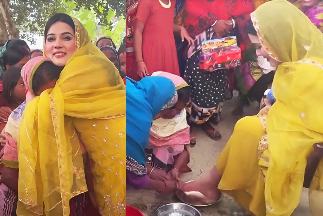 ক্ষুদ্র নৃগোষ্ঠীর নারীরা চিত্রনায়িকা মাহিয়া মাহির পা ধোয়ালেন ক্ষুদ্র নৃগোষ্ঠীর নারীরা চিত্রনায়িকা মাহিয়া মাহির পা ধোয়ালেন