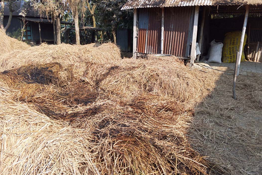 Fire breaks out in farmer's haystack over old dispute in Sherpur Onnetion