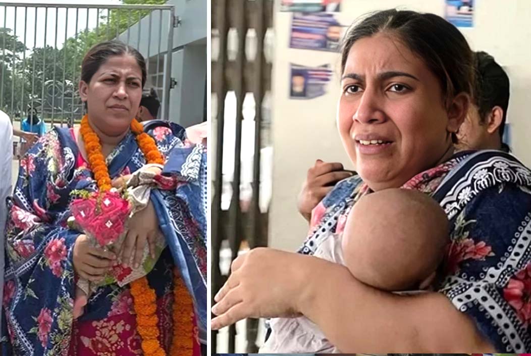 Shilpi Begum, the controversial leader of the Youth Women's League, was released from prison with her one-and-a-half-month-old child. Onnetion